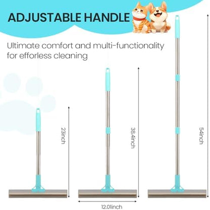 Carpet Rake for Pet Hair Removal, 2 in 1 TPU and Copper Rake Teeth, Adjustable Long Handle, Double-Sided Reusable Dog Cat Fur Remover with Hair Removal Glove, Pet Fur Rake for Rugs, Mats - Image 4