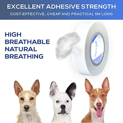 Ear Tape for Dogs 5 Pack with Dog Ear Cleaner Cotton Swabs, Self Adhesive Cotton Tape for Dog Ear Protection and Support, Ear Care Set for Dogs (Tape Width_0.5 inch(12mm)) - Image 4