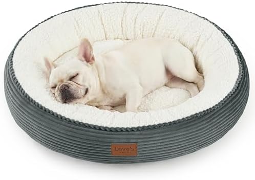 Love's cabin Round Donut Cat and Dog Cushion Bed, 30in Pet Bed for Medium or Large Dogs, Anti-Slip & Water-Resistant Bottom, Soft Durable Fabric Pet Beds, Washable Calming Cat Bed, Bluish Grey by Lovescabin