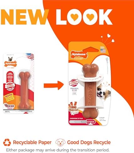 Nylabone Power Chew Classic Bone Chew Toy for Dogs, Durable Dog Toys for Aggressive Chewers, Bacon Flavor, X-Small/Petite - Up to 15 lbs. (1 Count) - Image 3