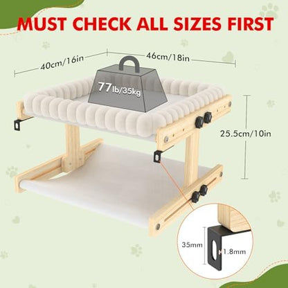 XiaZ Cat Perch for Window Cats Hammock Indoor Bed for Window Adjustable Wooden Frame Bird Watching Sunbathing Space-Saving Double Layer 18 * 16 * 10inch (Small Breeds Recommended) - Image 3