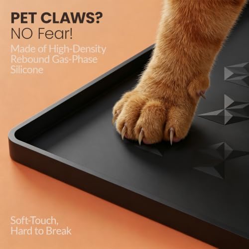 Waterproof Silicone Pet Feeding Mat, Dog Cat Food Water Bowl, Raised Edge - Image 3