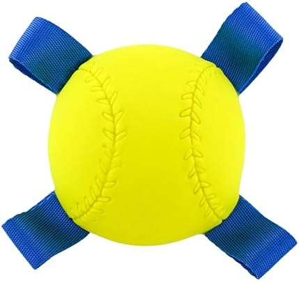 Hartz Dura Play Sports Baseball Dog Toy, Bacon Scented Squeaky Latex Yellow & Blue Toy, 1 Count by Hartz
