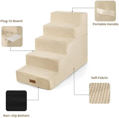 Aodisman Dog Stairs for High Beds 22.6" H, 5-Step Pet Steps for Small Dogs - Image 6
