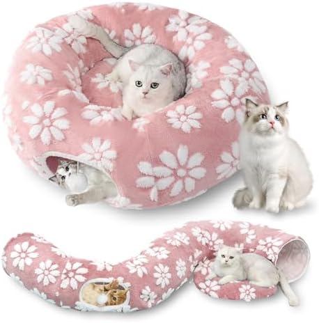 Cute Round Cat Tunnel for Indoor Cats, Pink by Yaning