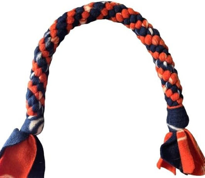 Dog Puppy Tug Pull Toy Rope Play Durable Interactive Entertaining Heavy Duty Fleece Square Braid (Orange)