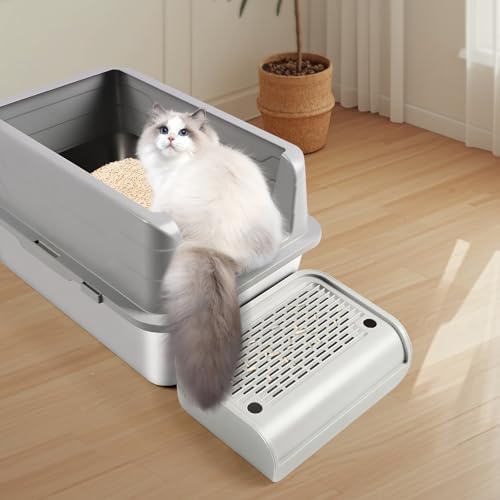 Cat Step for Litter Box, Litter Box Ramp with Filter Function, Light Grey - Image 7