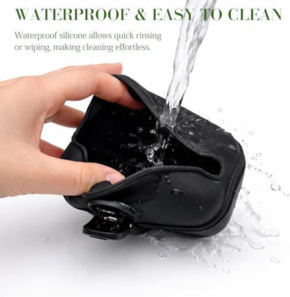 Black Silicone Dog Treat Pouch, Portable Pet Training Snack Bag with Magnetic Closure and Waist Clip for Dog Walking - Image 3