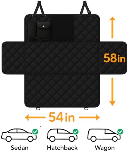 fidozen Dog Car Seat Cover, Waterproof Hammock with Pocket, Standard, Black - Image 4