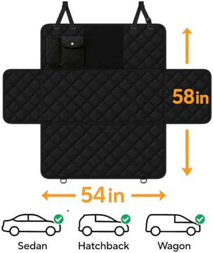 fidozen Dog Car Seat Cover, Waterproof Hammock with Pocket, Standard, Black - Image 4