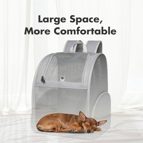 Pet Backpack Carrier ，Large Cat Carrier Backpack Up to 20 Lbs with Breathable Mesh, for Medium Large Cats or Small Dogs, Travel Hiking Camping Backpack (Gray-XL) - Image 5