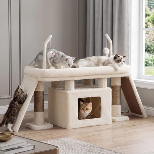 Heybly Cat Tree Extra-Long & Stable 2 Adjustable Scratch Boards HCT210SMJ by HEYBLY