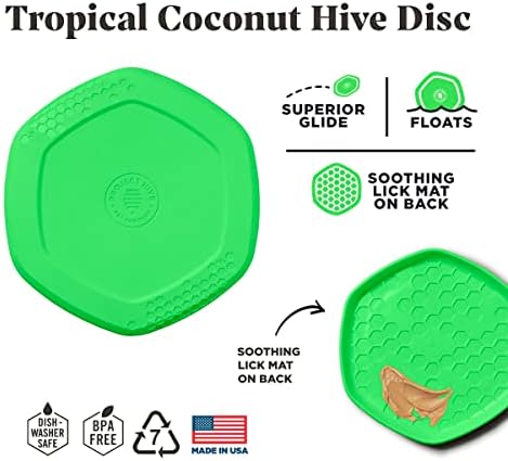PROJECT HIVE ·PET COMPANY· Dog disc - Great for Fetch - Includes a Lick mat on Back - Floats in Water, Smooth Glide - Made in The USA (Tropical Coconut) - Image 2