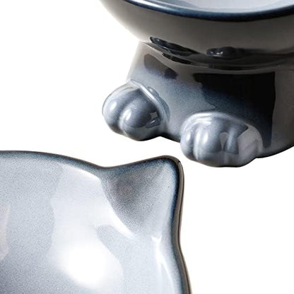Nihow Elevated Cat Bowls,6 Inch Ceramic Raised Cat Food and Water Bowl Set - Image 4