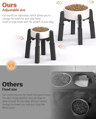 CZPET Dog Bowl Stand with Adjustable Height and Width [2 Pack, Stand Only] - Image 3