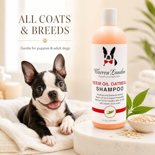 Warren London Neem Oil with Oatmeal Dog Shampoo - Deep Cleansing & Moisturizing for Sensitive Skin - Itch Relief & Odor Control - Made in USA - 17 oz - Image 4