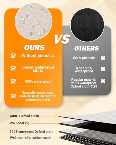 Dog Car Seat Cover, 600D Heavy Dute Car Seat Cover for Dogs Pets, 100% Waterproof Anti-Scratch Nonslip Dog Hammock for Cars, Seat Covers Protector with SeatBelt for Sedan SUV Truck Standard Khaki - Image 3