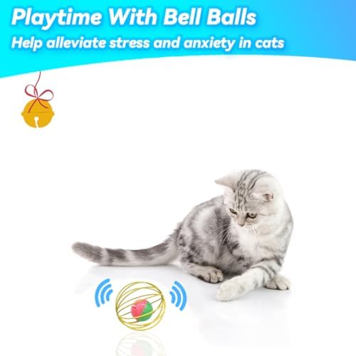 Cat Toys 6 Packs Cat Ball Toys for Indoor Cats and Kittens, Metal Cage Balls with Mice & Bells, Interactive Cat Toys Bell Balls, Mouse Toys, Kitten Toys Promote Physical Exercise - Image 5
