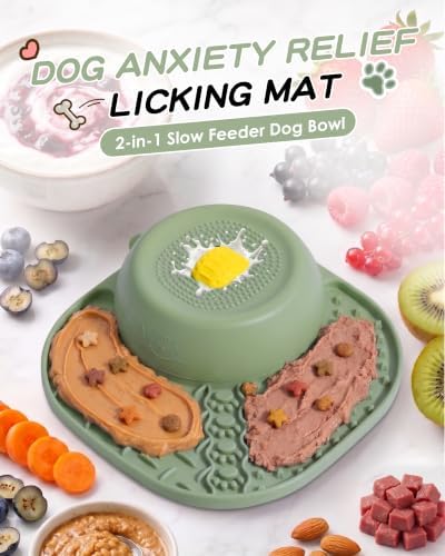 Slow Feeder Dog Bowls, 2 in 1 Dog Lick Bowl with Rolling Ball - Image 2