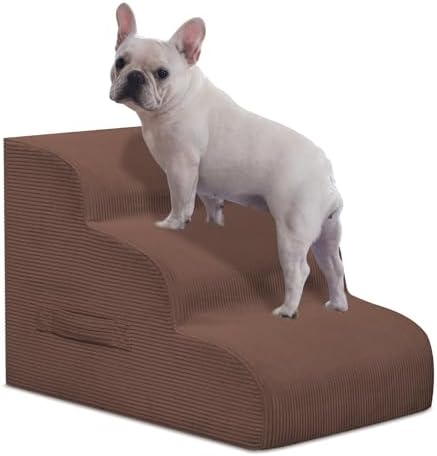 Mesa Lemon 3 Step Dog Stairs Pet Ramp for High Beds, Sofas and Cars by MesaLemon