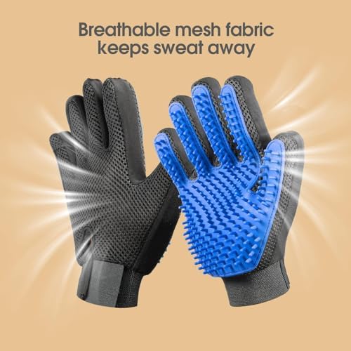 Pet Hair Removal Glove with 255 Silicone Tips for Dogs & Cats, 1 Pair Blue - Image 5