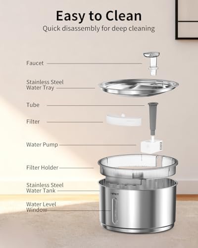 NPET Stainless Steel Cat Water Fountain with 3 Replacement Filters - Image 5
