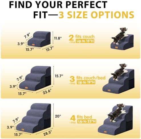 Dog Stairs for Small Dogs, 3-Step Non-Slip Foam Pet Steps for Couch Bed - Image 2