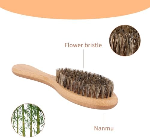 Soft Bristle Dog Cat Brush for Shedding, Boar Bristle Pet Grooming Brush with Wood Handle Gentle Massage Tool for Short Long Haired Dogs Cats Kittens Grooming Supplies - Image 3