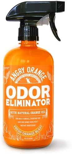 ANGRY ORANGE Pet Odor Eliminator for Dog and Cat Urine, Carpet Stains, and Strong Smells – Citrus Cleaner with Natural Orange Oil – 24 oz by AngryOrange