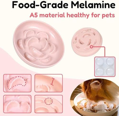 2 Pcs Cat Slow Feeder Bowl for Dry & Wet Food - Unbreakable Melamine Cat Food Plates for Slow Eating - Cute Kitten Bowl - Whisker Friendly & Dishwasher Safe & Non Slip Design (Blue + Pink) - Image 5