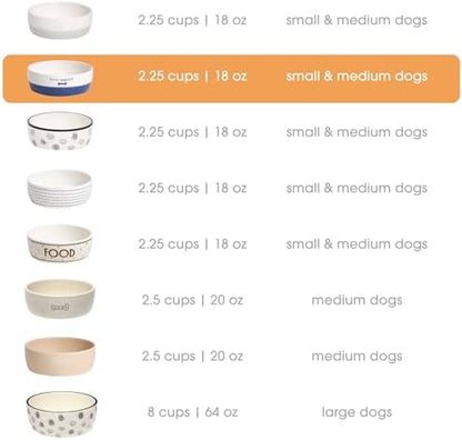 Pearhead Ceramic Bone Appétit Dog Bowl - Blue & White - Image 3