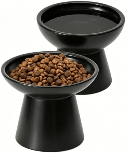 CEEFU 2-Pack Elevated Ceramic Cat Bowls Extra Wide for Food & Water by CEEFU