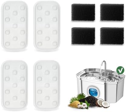 Cat Water Fountain 8 Pack Replacement Filters/Sponges (4+4) - Rectangle by APAUK