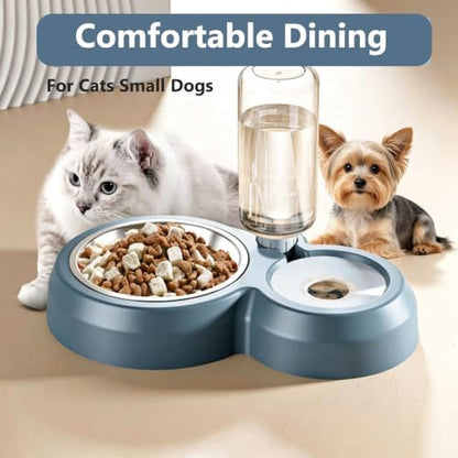 Double Dog Bowls, Cat Food & Water Bowl Set with Water Dispenser - Image 6