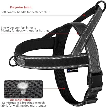 Annchwool No Pull Dog Harness with Soft Padded Handle,Reflective Strip Escape Proof and Quick Fit to Adjust Dog Harness,Easy for Training Walking for Small & Medium and Large Dog(Black,L) - Image 4