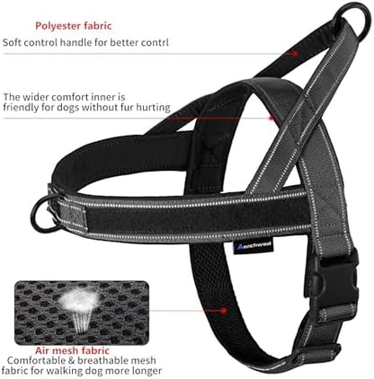 Annchwool No Pull Dog Harness with Soft Padded Handle,Reflective Strip Escape Proof and Quick Fit to Adjust Dog Harness,Easy for Training Walking for Small & Medium and Large Dog(Black,L) - Image 4