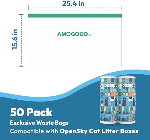 50 Pack Litter Box Liners, Compatible with PetSafe ScoopFree OpenSky Automatic Litter Box, Large Capacity Waste Bin Liners, Heavy Duty, Thick Drawstring Refill Bags, 25.39" x 12.6" - Image 6