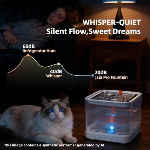 Wireless Cat Water Fountain,3L/101oz Cat Water Fountain for Cats Indoor,4000mAh Battery Operated Pet Water Fountain,Cat Fountain with Stainless Steel Tray,BPA-Free(P08F) - Image 7