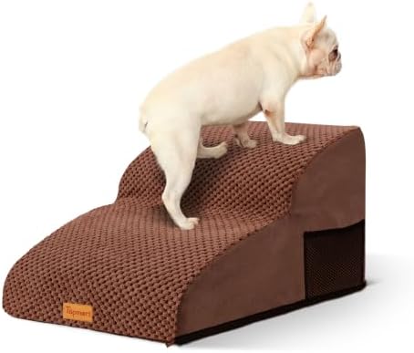 2-Step Dog Stairs for Small Dogs, Non-Slip Foam Pet Steps for Low Couch Bed by Topmart