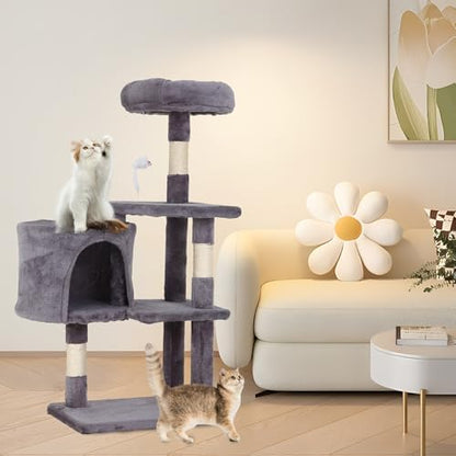 FDW | 36" Cat Tree Tower | Light Gray | Multi-Level Indoor Activity Center - Image 2