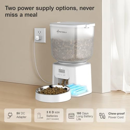 Automatic Cat Feeder, 5L/21Cups Timed Cat Dry Food Dispenser with Dual Power Supply, Programmable Portion Control, Auto Pet Feeder for Cats and Dogs - Image 5