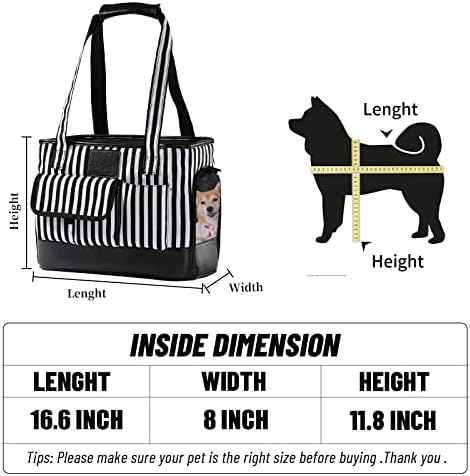 Cat Carrier, Dog Carrier, Pet Carrier, Foldable Waterproof Premium PU Leather Oxford Cloth Dog Purse, Portable Bag Carrier for Small to Medium Cat and Small Dog - Black White Stripes New - Image 5