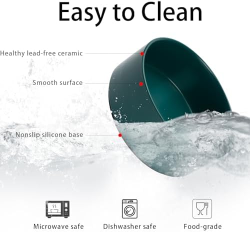 Large Dog Bowls, Non Slip Heavy Ceramic Dog Food and Water Bowl with Silicone Base, 8" Pet Feeding Bowl for Small, Medium, and Big Dogs (Green, 8 Inches) - Image 4