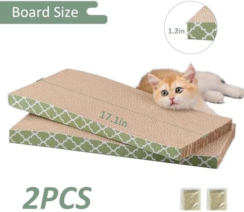 Cat Scratcher Cardboard Scratching Pads Scratch with Catnip 2PCS Reversible Corrugated Cardboard - Image 3