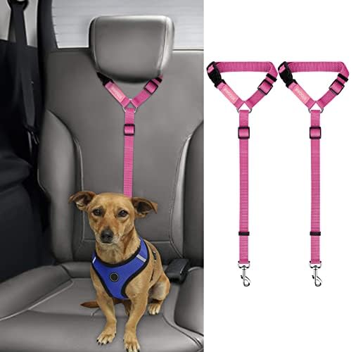 BWOGUE 2 Pack Dog Seat Belt for Car, Headrest Restraint Nylon Safety Straps by BWOGUEPetHome