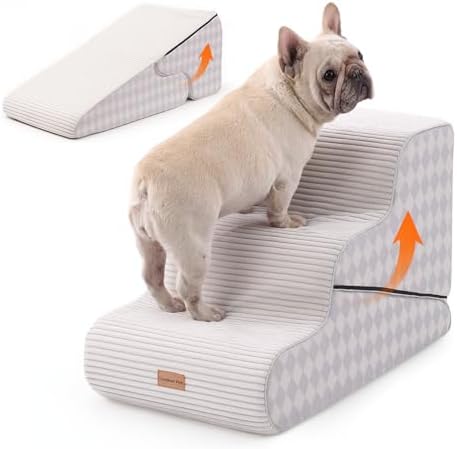 Gardner Pet Dog Stairs for Small Dogs 16.5" H, 2 in 1 Transformable 3-Step Pet Stairs and Ramp, Dog Steps for Couch Bed (13-20 in) Non-Slip Waterproof Cover and CertiPUR-US Certified Foam, Checked by GardnerPet