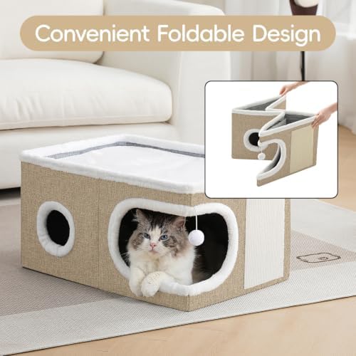 Extra Wide Cat Houses for Indoor Cats, Large Covered Cat Bed Cave - Image 6