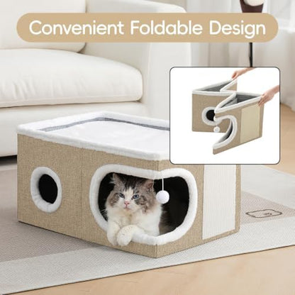 Extra Wide Cat Houses for Indoor Cats, Large Covered Cat Bed Cave - Image 6