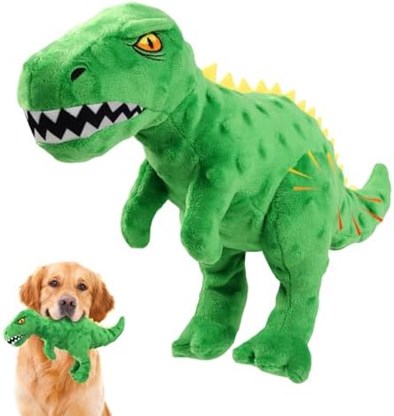 Plush Squeaky Dog Toy, Stuffed Dinosaur Interactive Chew Toy for Puppies Small Medium Dogs, Keep Them Busy & Anxiety Relief Cuddle Toy by Homounter