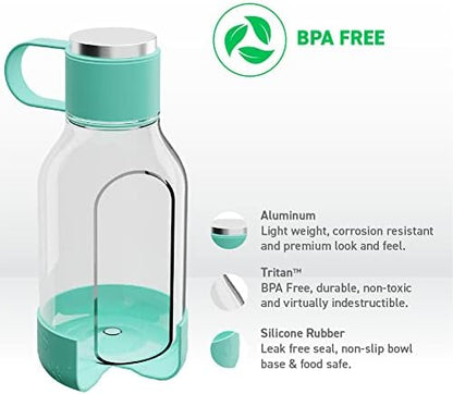 Asobu Buddy Bottle a Stainless Steel Insulated Water Bottle for with Removable Dog Water Bowl and Dog Food and Treat Storage Bowl (Green, Tritan 50 oz Water Bottle with Bowl) - Image 3